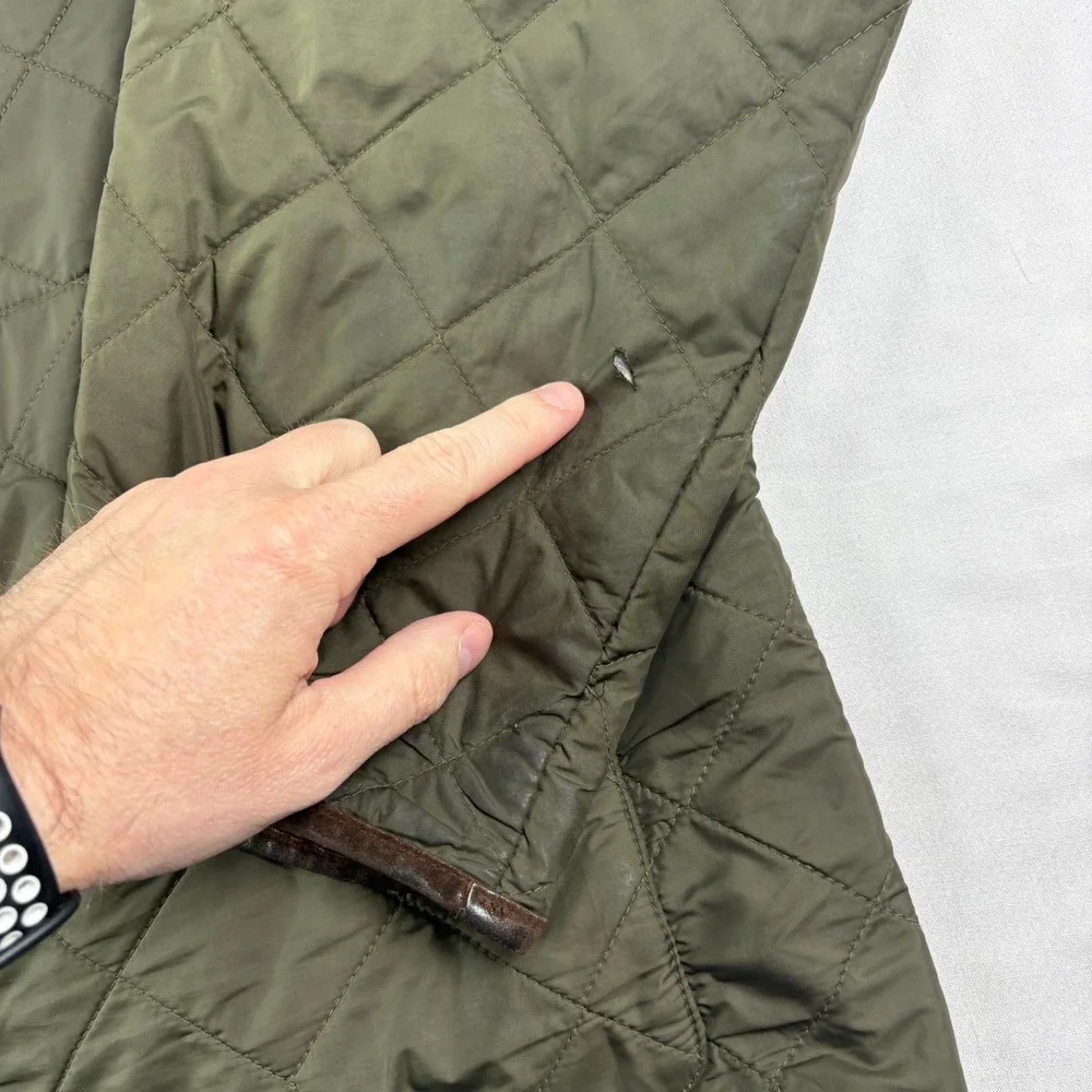 Vintage Polo Ralph Lauren Quilted Jacket Mens XL Green Full Zip Lined Y2K